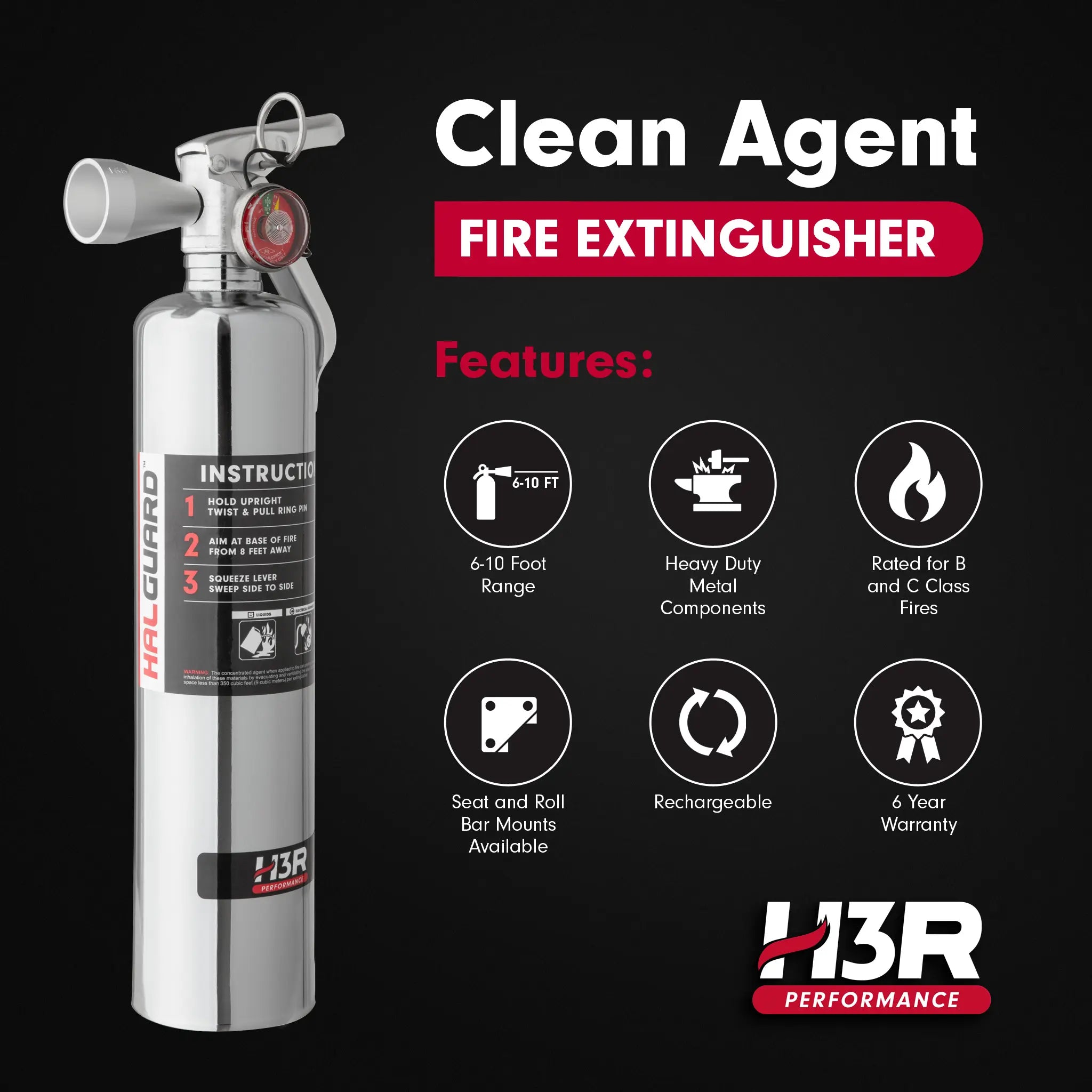 HalGuard Clean Agent Car Fire Extinguisher - 2.5 lb.